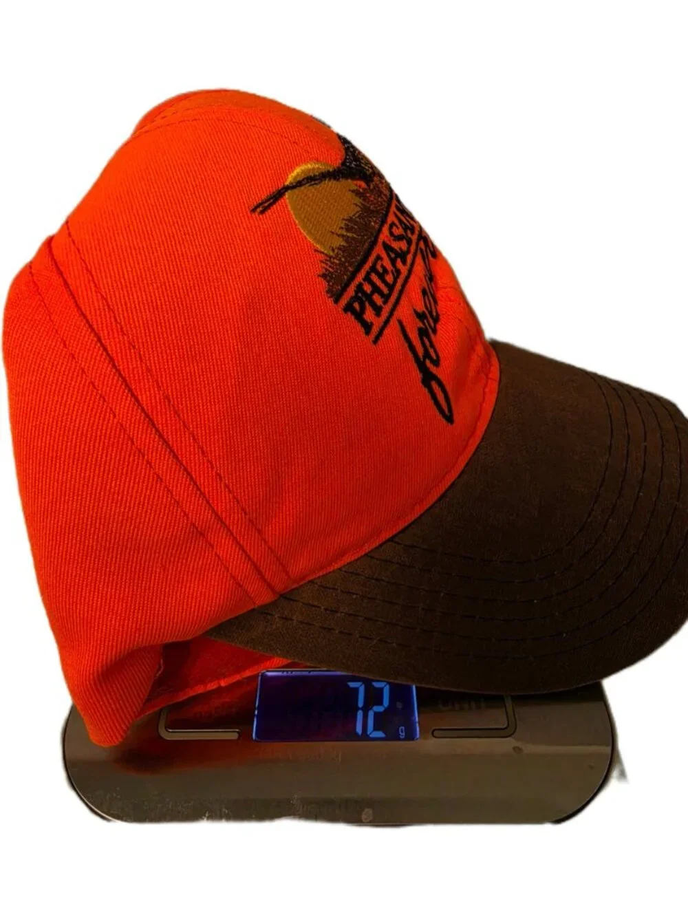 Vtg Pheasants Forever Hunting Hat Orange Brown Canvas Brim Strapback Made in USA